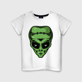 Детская футболка хлопок с принтом Alien Frankenstein в городе Новоалтайск, 100% хлопок | круглый вырез горловины, полуприлегающий силуэт, длина до линии бедер | alien | frankenstein | monster | zombie | зомби | инопланетянин | монстр | нло | пришелец | франкенштейн | чудовище