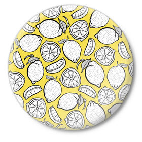 Значок с принтом Illuminating Lemon в городе Новоалтайск,  металл | круглая форма, металлическая застежка в виде булавки | 2021 | винтаж | лимоны | ретро | фрукты | цвет года
