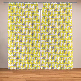 Фотошторы с принтом Ultimate Houndstooth в городе Новоалтайск, Блэкаут (светозащита 90%) / Габардин (светозащита 40% | 2 полотна шириной по 145 см; Высота 200-300 см; Крепление: шторная лента (на крючки); | 2021 | винтаж | гусиная лапка | орнамент | собачий клык | узор | цвет года