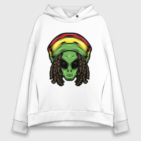 Женское худи Oversize хлопок с принтом Reggae alien в городе Новоалтайск, френч-терри — 70% хлопок, 30% полиэстер. Мягкий теплый начес внутри —100% хлопок | боковые карманы, эластичные манжеты и нижняя кромка, капюшон на магнитной кнопке | alien | волосы | инопланетянин | кепка | нло | пришелец | растаман | регги | хипстер | шляпа