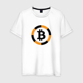 Мужская футболка хлопок с принтом BITCOIN / БИТКОИН в городе Новоалтайск, 100% хлопок | прямой крой, круглый вырез горловины, длина до линии бедер, слегка спущенное плечо. | bitcoin | btc | биткоин | валюта | деньги | криптовалюта