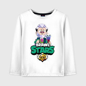 Детский лонгслив хлопок с принтом Brawl Stars Byron в городе Новоалтайск, 100% хлопок | круглый вырез горловины, полуприлегающий силуэт, длина до линии бедер | 2020 | 2021 | brawl | byron | edgar | leon | new | snow | stars | winter | year | байрон | бравл | браво | год | зима | леон | лион | новые | новый | персонаж | персонажи | снег | страс | эдгар
