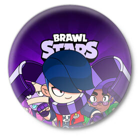 Значок с принтом BRAWL STARS EDGAR в городе Новоалтайск,  металл | круглая форма, металлическая застежка в виде булавки | brawl stars | brawl stars edgar | brawler | edgar | бравл старз | бравлер | эдгар
