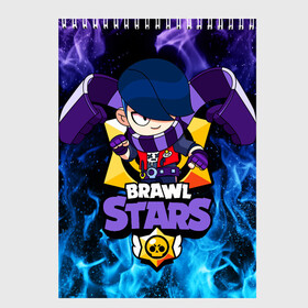 Скетчбук с принтом BRAWL STARS EDGAR в городе Новоалтайск, 100% бумага
 | 48 листов, плотность листов — 100 г/м2, плотность картонной обложки — 250 г/м2. Листы скреплены сверху удобной пружинной спиралью | Тематика изображения на принте: brawl stars | brawl stars edgar | brawler | edgar | бравл старз | бравлер | эдгар