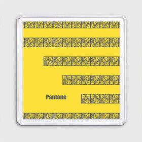 Магнит 55*55 с принтом Узор Pantone 2021 в городе Новоалтайск, Пластик | Размер: 65*65 мм; Размер печати: 55*55 мм | Тематика изображения на принте: abstraction | colors of the year | illuminating | leaves | stripes | texture | ultimate grey | абстракция | листья | полосы | текстура | цвета года
