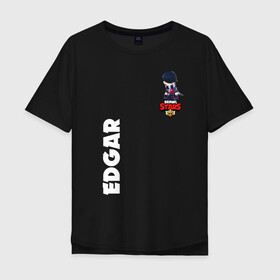 Мужская футболка хлопок Oversize с принтом BRAWL STARS EDGAR. в городе Новоалтайск, 100% хлопок | свободный крой, круглый ворот, “спинка” длиннее передней части | 8 bit | brawl stars | byron | colette | crow | edgar | gale | leon | max | mr.p | sally leon | shark | virus 8 bit | werewolf leon | акула | байрон | берли | бравл старс | ворон | коллет | макс | оборотень | эдгар