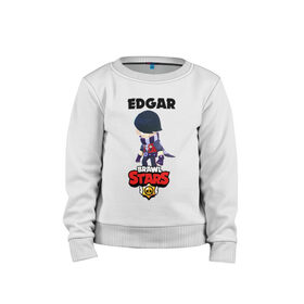Детский свитшот хлопок с принтом BRAWL STARS EDGAR. в городе Новоалтайск, 100% хлопок | круглый вырез горловины, эластичные манжеты, пояс и воротник | 8 bit | brawl stars | byron | colette | crow | edgar | gale | leon | max | mr.p | sally leon | shark | virus 8 bit | werewolf leon | акула | байрон | берли | бравл старс | ворон | коллет | макс | оборотень | эдгар