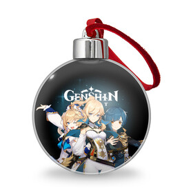 Ёлочный шар с принтом GENSHIN IMPACT в городе Новоалтайск, Пластик | Диаметр: 77 мм | Тематика изображения на принте: barbara | genshin impact | jean | xingqiu | барбара | геншин импакт | джинн | игры | персонажи | син цю