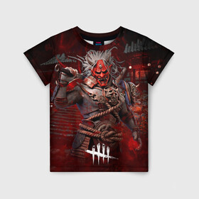 Детская футболка 3D с принтом Dead by daylight в городе Новоалтайск, 100% гипоаллергенный полиэфир | прямой крой, круглый вырез горловины, длина до линии бедер, чуть спущенное плечо, ткань немного тянется | dbd | demon | demon gate | devil | ogre | oni | бес | дбд | демон | они | японский демон