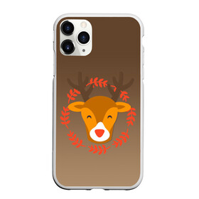 Чехол для iPhone 11 Pro Max матовый с принтом олень новогодний арт в городе Новоалтайск, Силикон |  | венок | градиент | зверь | коричневый | красный нос | новый год | олененок | олень | праздник | рога | рожки | рудольф | символ