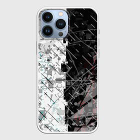 Чехол для iPhone 13 Pro Max с принтом The merger в городе Новоалтайск,  |  | абстракция | геометрия | половина | текстура | узор | фигуры | чёрный и белый