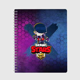 Тетрадь с принтом Brawl Stars EDGAR в городе Новоалтайск, 100% бумага | 48 листов, плотность листов — 60 г/м2, плотность картонной обложки — 250 г/м2. Листы скреплены сбоку удобной пружинной спиралью. Уголки страниц и обложки скругленные. Цвет линий — светло-серый
 | Тематика изображения на принте: 8 bit | brawl | carl | colt | crow | darryl | dinamike | edgar | game | leon | piper | poco | sandy | spike | stars | surge | бравл | бравлер | бравлеры | ворон | игра | леон | персонаж | спайк | старз | старс | эдгар