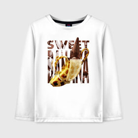 Детский лонгслив хлопок с принтом Sweet banana в городе Новоалтайск, 100% хлопок | круглый вырез горловины, полуприлегающий силуэт, длина до линии бедер | new year. | sweet banana | банан | грифель | джем | зверь | иголки | карандаш | кольцо | леопард | леопардовый | нг | новый год | овощ | ожерелья | подарок | прздник | принадлежность | сладкий банан | украшения