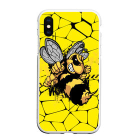 Чехол для iPhone XS Max матовый с принтом Дикая пчела в городе Новоалтайск, Силикон | Область печати: задняя сторона чехла, без боковых панелей | Тематика изображения на принте: дикая пчела | жало | мед | насекомые | опасность | соты | текстура | шершень
