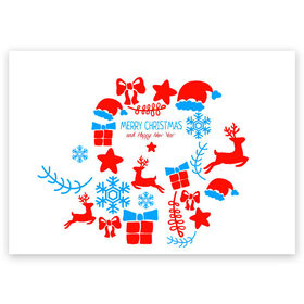 Поздравительная открытка с принтом Merry Christmas and HNY в городе Новоалтайск, 100% бумага | плотность бумаги 280 г/м2, матовая, на обратной стороне линовка и место для марки
 | Тематика изображения на принте: 2021 | 2022 | happy | new year | быка | гирлянда | дед мороз | елка | зеленый | игрушка | клаус | конфеты | нг | новый год | носок | перчатка | печенье | подарок | полосы | пряник | рождество | с | санта | сладости | снег
