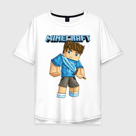 Мужская футболка хлопок Oversize с принтом Minecraft в городе Новоалтайск, 100% хлопок | свободный крой, круглый ворот, “спинка” длиннее передней части | 