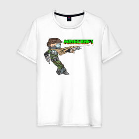 Мужская футболка хлопок с принтом Minecraft в городе Новоалтайск, 100% хлопок | прямой крой, круглый вырез горловины, длина до линии бедер, слегка спущенное плечо. | 