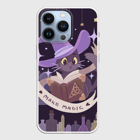 Чехол для iPhone 13 Pro с принтом Make Magic   делаем магию в городе Новоалтайск,  |  | book | halloween | magic | spell | spellbook | witch | ведьма | ведьмин кот | волшебник | волшебство | заклинание | книга | кот | магия | фамильяр | хэллоуин | чародей | чародейка