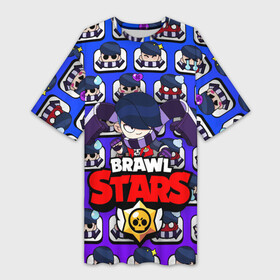 Платье-футболка 3D с принтом BRAWL STARS EDGAR в городе Новоалтайск,  |  | 8 bit | brawl stars | crow | crow phoenix. | leon | leon shark | бравл старс | браво старс | ворон | игра бравл | леон | леон шарк | оборотень