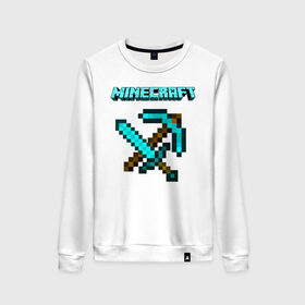 Женский свитшот хлопок с принтом Minecraft в городе Новоалтайск, 100% хлопок | прямой крой, круглый вырез, на манжетах и по низу широкая трикотажная резинка  | minecraft | алекс | белый | блоки | ведьма | взрывчатка | визера | волк | гаст | добывать | дракон | зеленый куб | зомби | игра | крафт | крипер | кубики | лошадка | майн | майнкрафт | манкрафт | овечка | оцелот