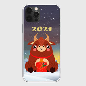 Чехол для iPhone 12 Pro Max с принтом Бык с подарками 2021 в городе Новоалтайск, Силикон |  | Тематика изображения на принте: 2021 | 7 января | bull | newyear | santa | бык | быки | бычок | год быка | дед мороз | корова | новогодние каникулы | новогодние праздники | новый 2021 | новый год | новый год 2021 | рождество | сани | санта | санта клаус