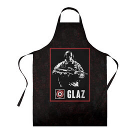 Фартук 3D с принтом Glaz в городе Новоалтайск, 100% полиэстер | общий размер — 65 х 85 см, ширина нагрудника — 26 см, горловина — 53 см, длина завязок — 54 см, общий обхват в поясе — 173 см. Принт на завязках и на горловине наносится с двух сторон, на основной части фартука — только с внешней стороны | glaz | r6s | rainbow six siege | глаз | оперативник | персонаж | снайпер