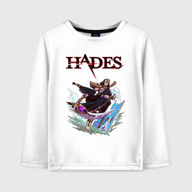 Детский лонгслив хлопок с принтом HADES THANATOS в городе Новоалтайск, 100% хлопок | круглый вырез горловины, полуприлегающий силуэт, длина до линии бедер | aphrodite | artemis | athena | hade | hades | nyx. | poseidon | zagreus | zeus | афродита | загрей | зевс | игра hades | посейдон