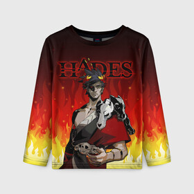 Детский лонгслив 3D с принтом HADES ZAGREUS в городе Новоалтайск, 100% полиэстер | длинные рукава, круглый вырез горловины, полуприлегающий силуэт
 | Тематика изображения на принте: aphrodite | artemis | athena | hade | hades | nyx. | poseidon | zagreus | zeus | афродита | загрей | зевс | игра hades | посейдон