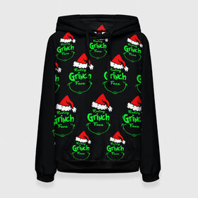 Женская толстовка 3D с принтом Grinch Face в городе Новоалтайск, 100% полиэстер  | двухслойный капюшон со шнурком для регулировки, мягкие манжеты на рукавах и по низу толстовки, спереди карман-кенгуру с мягким внутренним слоем. | 2020 | 2021 | grinch | белая | год | гринч | елка | женская | зеленый | красная | мужская | мультфильм | надпись | нг | новый | подарок | полосы | праздник | рождества | свитер | сердце | смайл | фильм | шапка