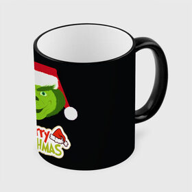 Кружка с принтом Merry Grinchmas в городе Новоалтайск, керамика | ёмкость 330 мл | 2020 | 2021 | grinch | белая | год | гринч | елка | женская | зеленый | красная | мужская | мультфильм | надпись | нг | новый | подарок | полосы | праздник | рождества | свитер | сердце | смайл | фильм | шапка
