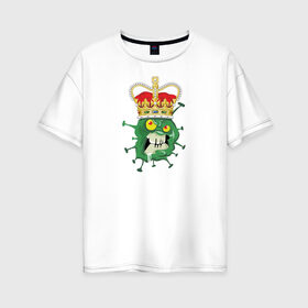 Женская футболка хлопок Oversize с принтом Keep calm в городе Новоалтайск, 100% хлопок | свободный крой, круглый ворот, спущенный рукав, длина до линии бедер
 | british | corona | corona virus | english | keep calm | mutant | virus | английский | британский | вирус | корона | корона вирус | мутант | сохраняй спокойствие
