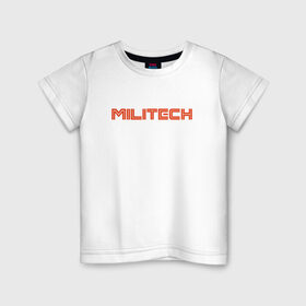 Детская футболка хлопок с принтом Militech в городе Новоалтайск, 100% хлопок | круглый вырез горловины, полуприлегающий силуэт, длина до линии бедер | cyberpunk 2077 | johnny silverhand | judy | moxes | panam | samurai | джуди | киберпанк 2077 | милитех | панам | шельмы