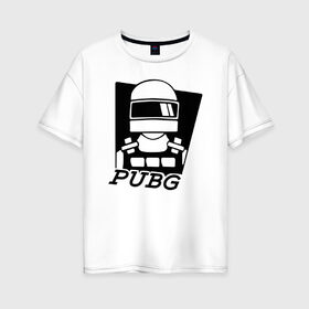 Женская футболка хлопок Oversize с принтом PUBG в городе Новоалтайск, 100% хлопок | свободный крой, круглый ворот, спущенный рукав, длина до линии бедер
 | game | playerunknowns battlegrounds | pubg | выживший | игра | королевская битва | пабг | экшн