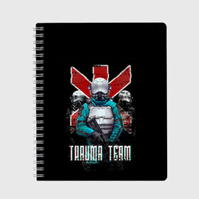 Тетрадь с принтом CYBERPUNK TRAUMA TEAM в городе Новоалтайск, 100% бумага | 48 листов, плотность листов — 60 г/м2, плотность картонной обложки — 250 г/м2. Листы скреплены сбоку удобной пружинной спиралью. Уголки страниц и обложки скругленные. Цвет линий — светло-серый
 | ambulance | cd prodject | cyberpunk 2077 | future | game | japan | kianu | logo | medicine | pc | rpg | samurai | trauma | trauma team | банды | будущее | игры | киану ривз | киберпанк | киберпанк 2077 | киборги | компьютер | медики скорая 