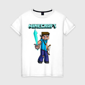 Женская футболка хлопок с принтом Minecraft в городе Новоалтайск, 100% хлопок | прямой крой, круглый вырез горловины, длина до линии бедер, слегка спущенное плечо | minecraft | алекс | белый | блоки | ведьма | взрывчатка | визера | волк | гаст | добывать | дракон | зеленый куб | зомби | игра | крафт | крипер | кубики | лошадка | майн | майнкрафт | манкрафт | овечка | оцелот