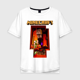 Мужская футболка хлопок Oversize с принтом Minecraft в городе Новоалтайск, 100% хлопок | свободный крой, круглый ворот, “спинка” длиннее передней части | 