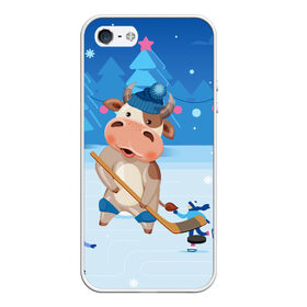 Чехол для iPhone 5/5S матовый с принтом Бык играет в хоккей в городе Новоалтайск, Силикон | Область печати: задняя сторона чехла, без боковых панелей | Тематика изображения на принте: 2021 | 7 января | bull | newyear | santa | бык | быки | бычок | год быка | дед мороз | корова | новогодние каникулы | новогодние праздники | новый 2021 | новый год | новый год 2021 | рождество | сани | санта | санта клаус