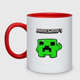 Кружка двухцветная с принтом MINECRAFT - Super Meat Boy в городе Новоалтайск, керамика | объем — 330 мл, диаметр — 80 мм. Цветная ручка и кайма сверху, в некоторых цветах — вся внутренняя часть | Тематика изображения на принте: minecraft | аид | алмазы | игра майнкрафт | компот | компот. | майнкрафт | нуб | скин