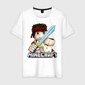 Мужская футболка хлопок с принтом Minecraft в городе Новоалтайск, 100% хлопок | прямой крой, круглый вырез горловины, длина до линии бедер, слегка спущенное плечо. | 