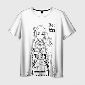 Мужская футболка 3D с принтом Re:Zero в городе Новоалтайск, 100% полиэфир | прямой крой, круглый вырез горловины, длина до линии бедер | anime girl | anime heroes | emilia | girl | kawaii | ram | re zero | re:zero | rem | девочка | девушка | жизнь с нуля в альтернативном мире | кавайный | логотипы аниме | персонажи аниме | рам | ре зеро | рем | эмилия
