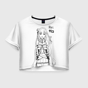 Женская футболка Crop-top 3D с принтом Re:Zero в городе Новоалтайск, 100% полиэстер | круглая горловина, длина футболки до линии талии, рукава с отворотами | anime girl | anime heroes | emilia | girl | kawaii | ram | re zero | re:zero | rem | девочка | девушка | жизнь с нуля в альтернативном мире | кавайный | логотипы аниме | персонажи аниме | рам | ре зеро | рем | эмилия