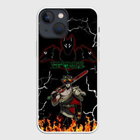 Чехол для iPhone 13 mini с принтом Hades в городе Новоалтайск,  |  | cracks | dark | fire | game | game   hades | hades | hades print | hades t shirt | zagreus | zagreus print | загрей | игра | игра   hades | кофта hades | огонь | принт hades | принт загрей | темный | трехглавый цербер | трещины | футболка 