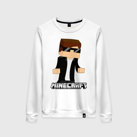 Женский свитшот хлопок с принтом Minecraft в городе Новоалтайск, 100% хлопок | прямой крой, круглый вырез, на манжетах и по низу широкая трикотажная резинка  | minecraft | алекс | белый | блоки | ведьма | взрывчатка | визера | волк | гаст | добывать | дракон | зеленый куб | зомби | игра | крафт | крипер | кубики | лошадка | майн | майнкрафт | манкрафт | овечка | оцелот