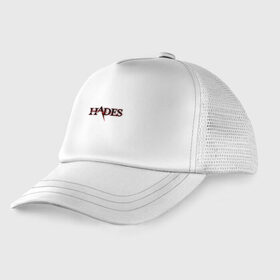 Детская кепка тракер с принтом Hades Logo (Z) в городе Новоалтайск, Козырек - 100% хлопок. Кепка - 100% полиэстер, Задняя часть - сетка | универсальный размер, пластиковая застёжка | Тематика изображения на принте: 