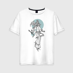 Женская футболка хлопок Oversize с принтом Dancer Танцовщица 04 в городе Новоалтайск, 100% хлопок | свободный крой, круглый ворот, спущенный рукав, длина до линии бедер
 | 