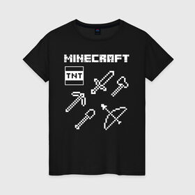 Женская футболка хлопок с принтом Minecraft в городе Новоалтайск, 100% хлопок | прямой крой, круглый вырез горловины, длина до линии бедер, слегка спущенное плечо | minecraft | алекс | белый | блоки | ведьма | взрывчатка | визера | волк | гаст | добывать | дракон | зеленый куб | зомби | игра | крафт | крипер | кубики | лошадка | майн | майнкрафт | манкрафт | овечка | оцелот