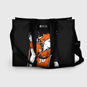 Сумка-шоппер 3D с принтом Haikyuu Hinata Kageyama в городе Новоалтайск, 100% полиэстер | застегивается на металлическую кнопку; внутренний карман застегивается на молнию. Стенки укреплены специальным мягким материалом, чтобы защитить содержимое от несильных ударов
 | anime | haiku | haikuu | haikyu | haikyuu | hinata | kageyama | karasuno | shoe | аниме | атака титанов | ван пис | волейбол | кагеяма | карасуно | наруто | некома | хайку | хината | чиби | шариторидзава | шое