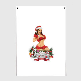 Постер с принтом Christmas Party в городе Новоалтайск, 100% бумага
 | бумага, плотность 150 мг. Матовая, но за счет высокого коэффициента гладкости имеет небольшой блеск и дает на свету блики, но в отличии от глянцевой бумаги не покрыта лаком | christmas | merry christmas | дед мороз | ёлка | зима | мороз | новый год | подарок | праздник | рождество | с новым годом | санта клаус | снегурочка | снежинки