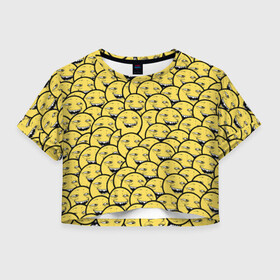 Женская футболка Crop-top 3D с принтом Йоба-смайлики в городе Новоалтайск, 100% полиэстер | круглая горловина, длина футболки до линии талии, рукава с отворотами | meme | динамики | идея | йоба | манера | мемы | образ действия | панда | песик | символ | смайлики | ушан