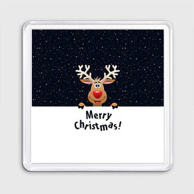 Магнит 55*55 с принтом Merry Christmas в городе Новоалтайск, Пластик | Размер: 65*65 мм; Размер печати: 55*55 мм | christmas | merry christmas | santa claus | дед мороз | ёлка | новогодние олени | новый год | оленёнок бэмби | оленёнок рудольф | орнамент | с новым годом | санта клаус | свитер с оленями | снегурочка | снежинки | узоры